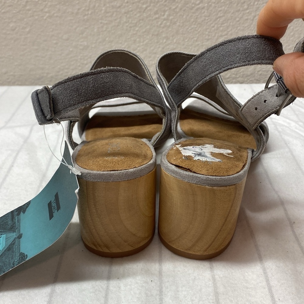 TOMS Poppy Sandal (Women, TOMS‎ Women's Gray Sandals, Highheel Size 8.5 - Picture 4 of 9